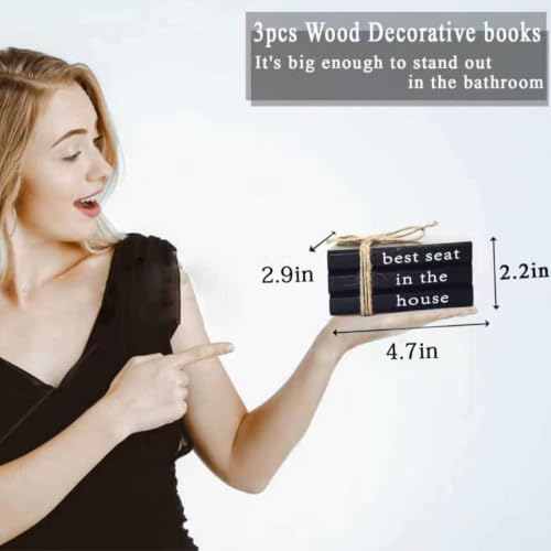 Funny Rustic Wooden Decorative Books for Bathroom Shelf Decor
