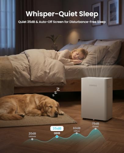 Ozeeco 34 Pint dehumidifier for up to 2500 sq.ft. Quiet Bedroom & Basement Use