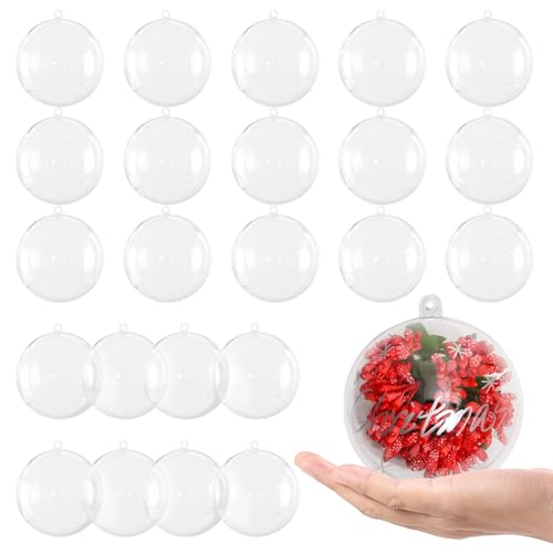 24 Pcs Clear Fillable Christmas Ornament Balls — 3.15 inch, Plastic DIY Set (Variation: 24p-clear Ornament) by Golibra