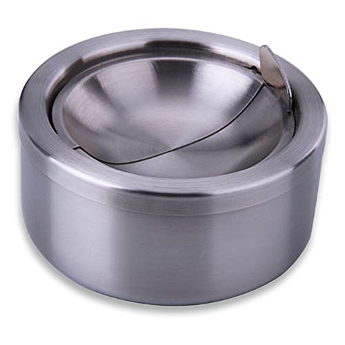 Stainless Steel Windproof Ashtray with Lid - Flip Top Outdoor Ash Tray