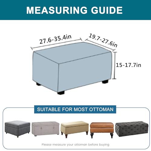 Stretch Ottoman Cover Slipcover - Rectangle 27-35" - Soft, Non-Slip Furniture Protector