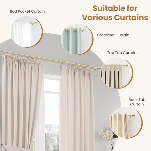 Gold Adjustable Curtain Rod for Windows, 28-48 Inch Heavy Duty 5/8 In