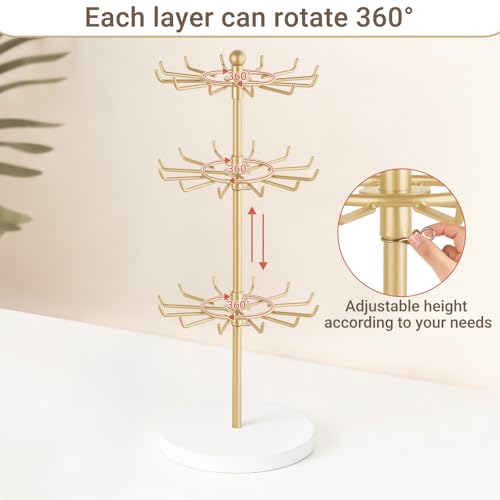 3-Tier Rotating Bracelet Display Stand, Height Adjustable Jewelry Organizer