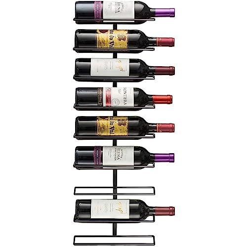Wall Mount Wine Rack - 9 Bottle Black Metal Wine Holder for Home Bar