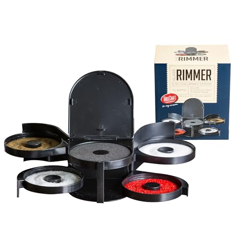 Tablecraft Glass Rimming Station 2.3 with 5 Swing-Out Trays - Black, 18.5"