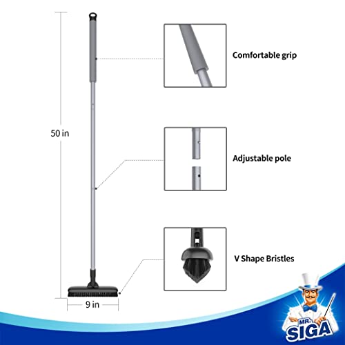 Heavy Duty Grout Scrub Brush with 50-Inch Adjustable Handle & Stiff Bristles