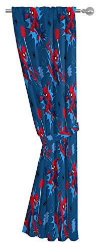 Kids Superhero Character Window Drapes - 84-Inch Curtain Set with Tiebacks