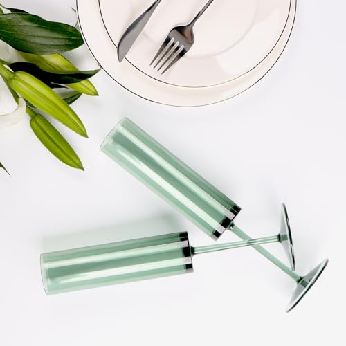 Green Acrylic Wine Glasses Set 24 Pack - Dark Green Champagne & Cocktail Glasses for Weddings & Celebrations