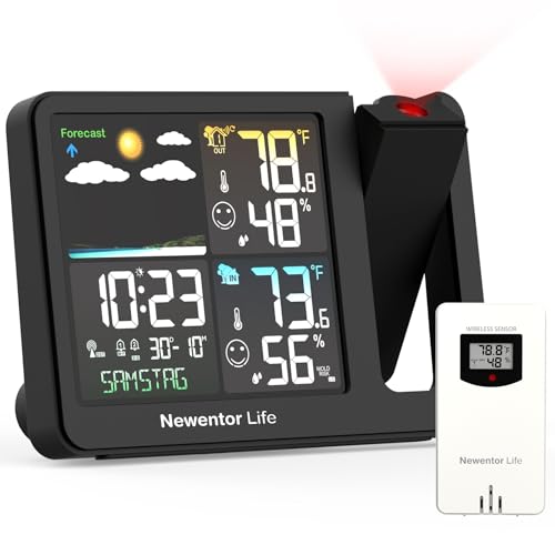 Projection Alarm Clock with Weather Station and Indoor Outdoor Temperature