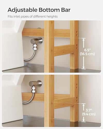 Bamboo 3-Tier Over-The-Toilet Bathroom Organizer with Adjustable Shelf