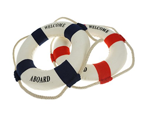 2-Piece Decorative Life Ring Wall Decor, Nautical Mediterranean Style