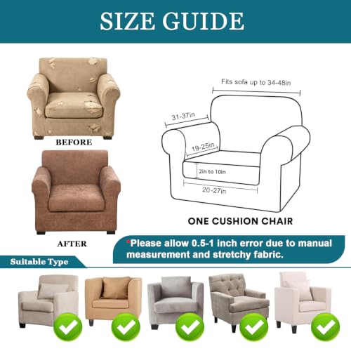 Washable Faux Leather Armchair Covers with Cushion Covers