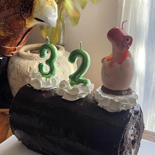 Green Number 3 Birthday Candle, 2.36 Inch Smokeless Cake Topper