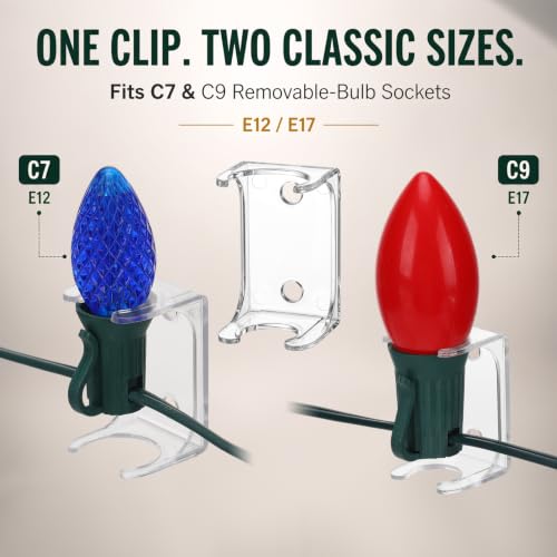 200 Pcs Christmas Light Clips for C7 C9 Sockets Waterproof Secure Installation