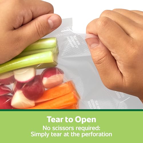 Quart Pre-Cut Vacuum Seal Food Storage Bags, Easy-Tear (43 Pack)