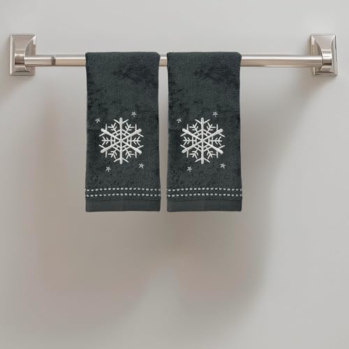 Embroidered Snowflake Fingertip Towels, 100% Cotton, 12 x 18, Set of 2