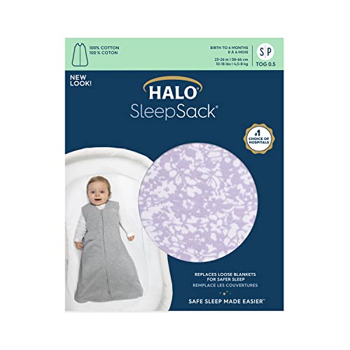 HALO 100% Cotton Wearable Blanket SleepSack, TOG 0.5 - Aster Flowers, Medium