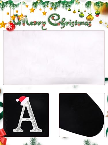 Personalized Monogram Christmas Stocking - 20" Black Velvet & Plush Cuff