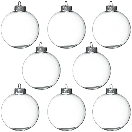 12-Pack Clear Glass Christmas Ornaments - Fillable DIY Holiday Decor, 3.15 Inch