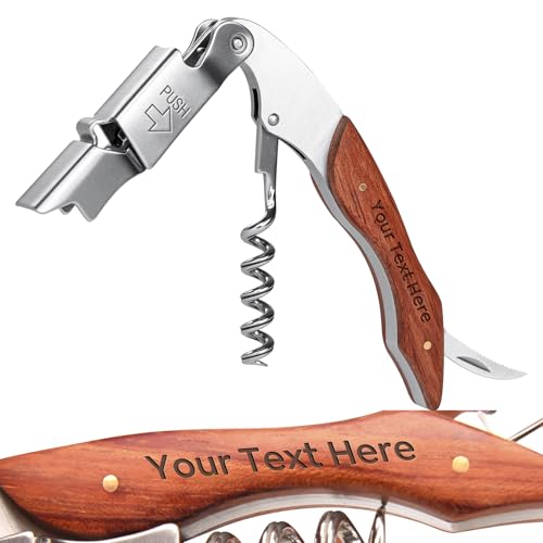 Onedor Custom Brown Wine Opener with Foil Cutter - Personalized Corkscrew Gift