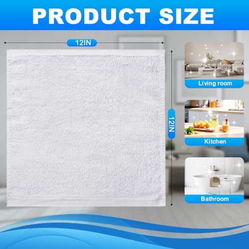 6-Pack 100% Cotton Washcloths, 12x12 Inch Soft Absorbent Bathroom Towels