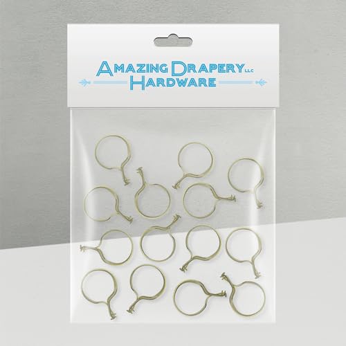 Metal Cafe Curtain Clip Rings, 3/4 Inch, 14 Pack, Brass Finish
