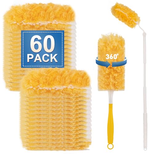 Disposable Microfiber Duster Kit with 3FT Extension Handle & 60 Refills