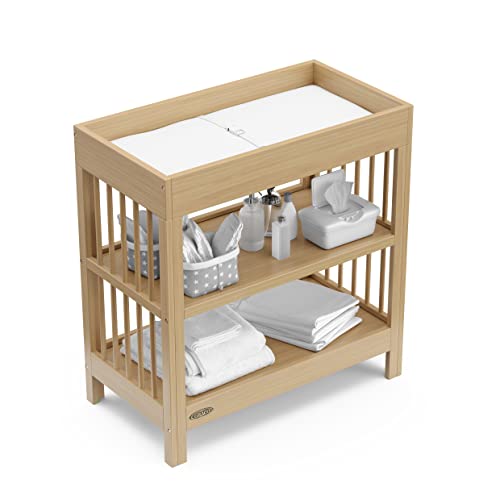 Modern Nursery Changing Table with Storage Shelves and Changing Pad