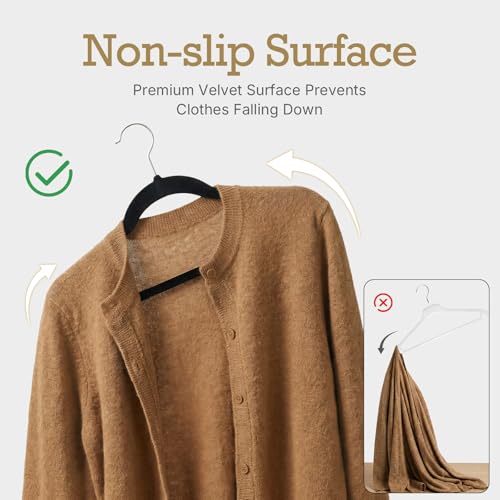 HOUSE DAY Black Velvet Hangers 60 Pack, Non Slip Slim Suit Hangers