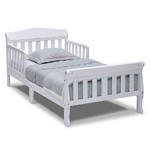 Wooden Toddler Bed Frame - Low-to-Ground Kids Bed, White