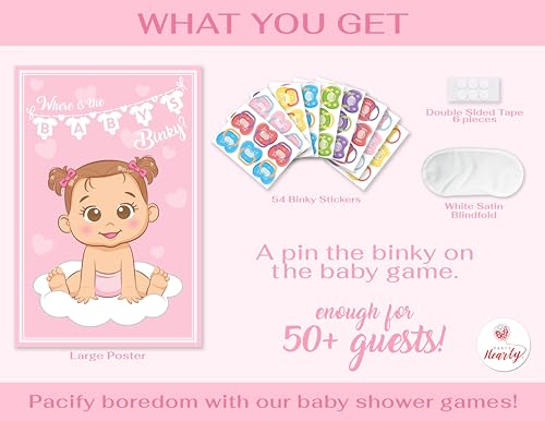 Pin the Pacifier on the Baby Shower Game Set - Pink Girl Theme