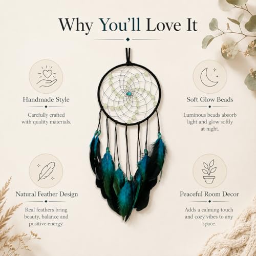 Luminous Handmade Dream Catcher Wall Hanging Decor with Glow Beads