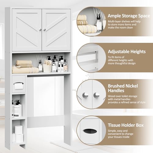 Freestanding Over-the-Toilet Storage Cabinet with Adjustable Shelves