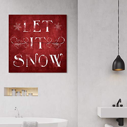 Wynwood Studio Holiday 'Let It Snow' Christmas Wall Art Canvas 30x30 inch, Red & White
