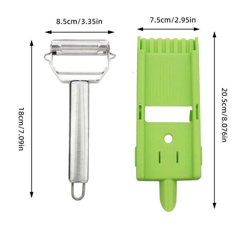 KEANVIK Multi Potato Peeler Double Blade for Kitchen, 2 in 1 Multifunctional Peeler & Julienne Set with Grating Plate Great for Fruit and Vegetable