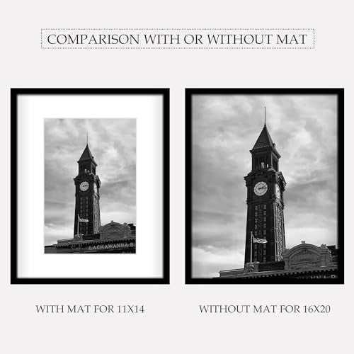 16x20 Picture Frame Set of 3 - Black Wall Gallery Frames with 11x14 Mat