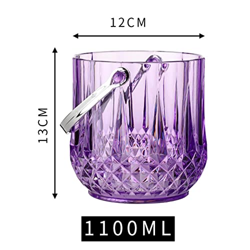 Violet Round Acrylic Ice Bucket for Drinks, Wine & Cocktails - Chilling Tub