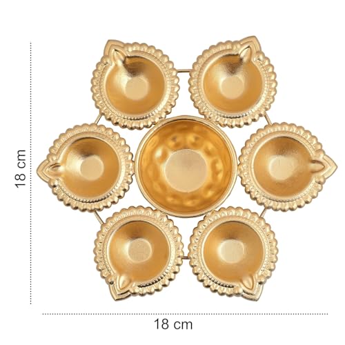 Handcrafted Decorative Urli Bowl with Diya - Small Metal Floating Flower Bowl for Home Decor
