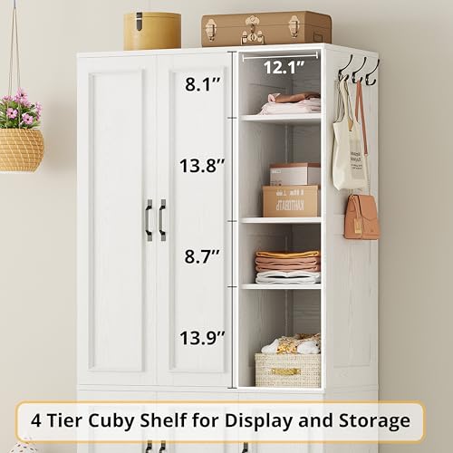 5-Door Bedroom Wardrobe Closet, 70-inch Wooden Storage Cabinet Organizer