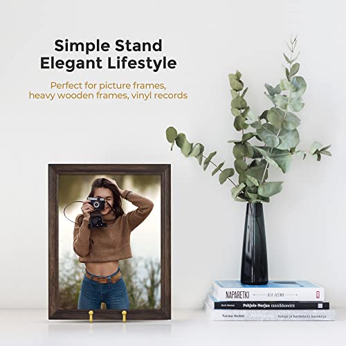 6-Inch Metal Plate Stand for Display - Gold Decorative Picture Easel (2 Pack)