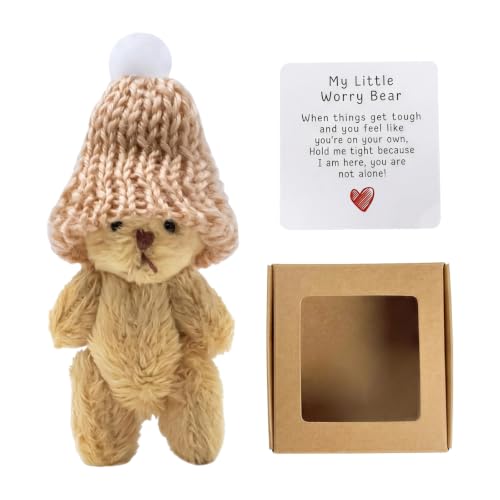 Handmade Pocket Bear with Encouraging Card - Small Emotional Support Plush