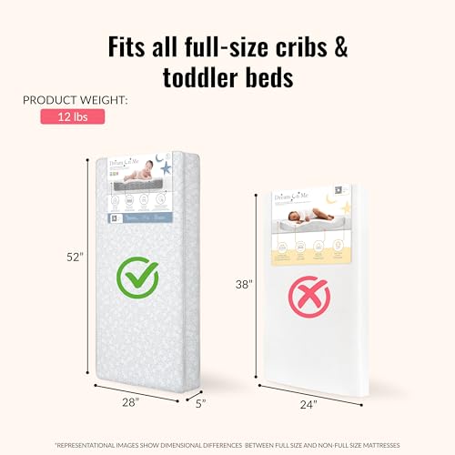 Waterproof Innerspring Baby Crib & Toddler Bed Mattress (52" x 28" x 5")