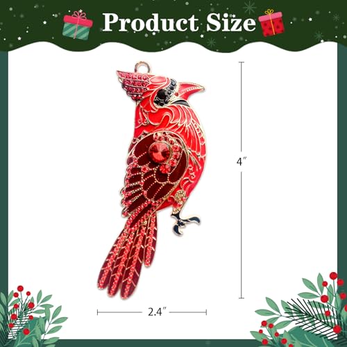 Red Cardinal Christmas Ornament - Metal Holiday Tree Decor Gift for Women & Kids