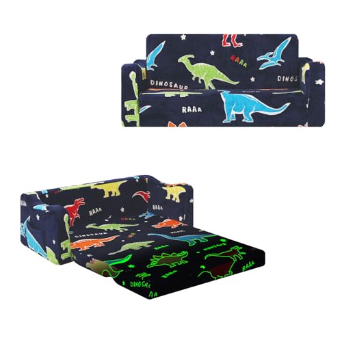 2-in-1 Glow-in-the-Dark Toddler Sofa Bed Convertible 2-Seat Couch