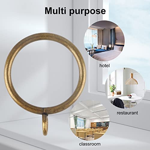 Antique Brass Curtain Rings with Eyelets - 1.5 Inch Heavy-Duty Metal - 30 Pack
