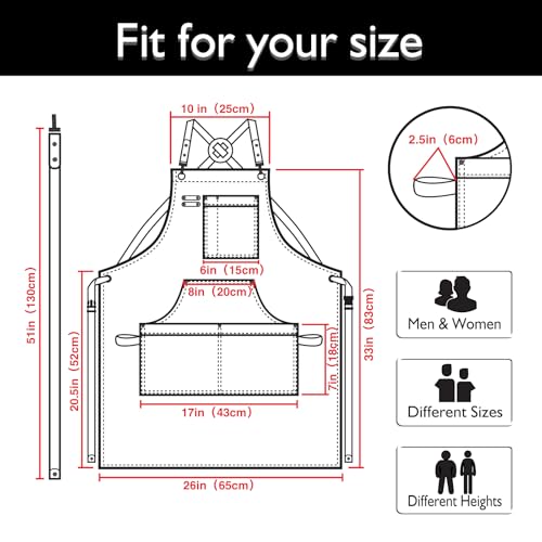 Heavy Duty Cotton Canvas Work Apron with Pockets - Adjustable for All Sizes