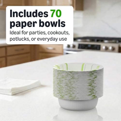 Everyday Disposable Paper Bowls, 10 oz (70 Count) - Microwave-Safe