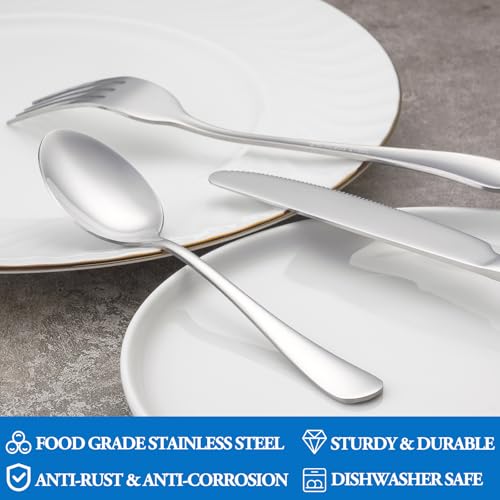 16-Piece Stainless Steel Fork and Spoon Set, Mirror Polished Flatware