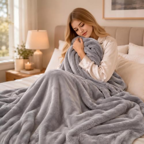 Electric Heated Blanket Full Size 72"x84" - Light Grey, 5 Heat Settings, Auto Shut Off