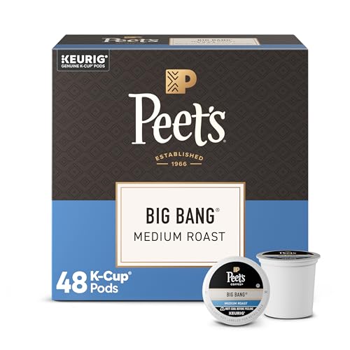Peet's Coffee Big Bang Medium Roast Coffee Pods - 48 Count, Recyclable, Compatible with Keurig